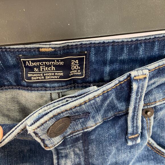 Abercrombie & Fitch 00/24 Distressed Simone High Rise Super Skinny Denim Jeans - Picture 7 of 8